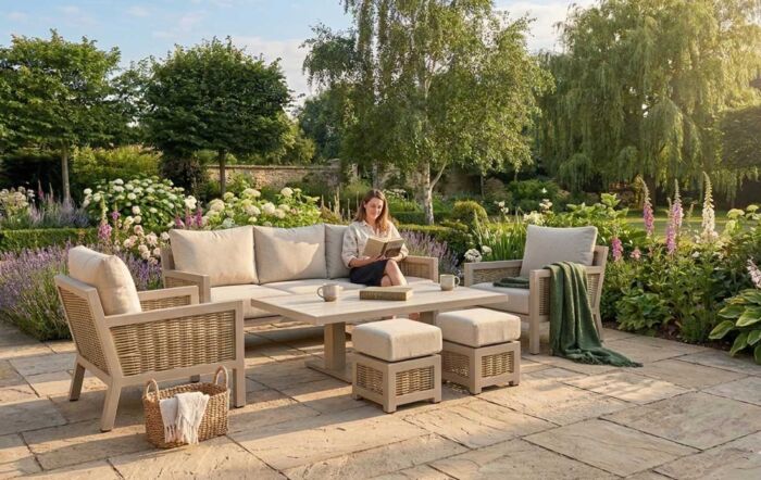 JB Furniture Exclusive Conrad Three Seat Adjustable Outdoor Sofa Set - Latte