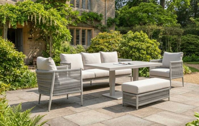 JB Furniture Exclusive Seychelles Three Seat Outdoor Sofa Set with Adjustable Table - Latte