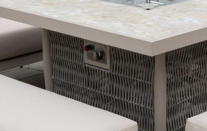 JB Furniture Exclusive Seychelles Outdoor Corner Sofa with Firepit Table - Latte