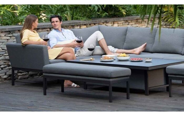 Maze Pulse Corner Dining Set with Rectangular Adjustable Table - Flanelle 