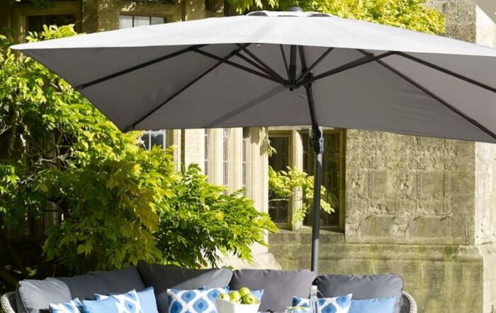 Bramblecrest Lichfield Sand 2.7m Square Side Post Parasol with Granite Base & Protective Cover 