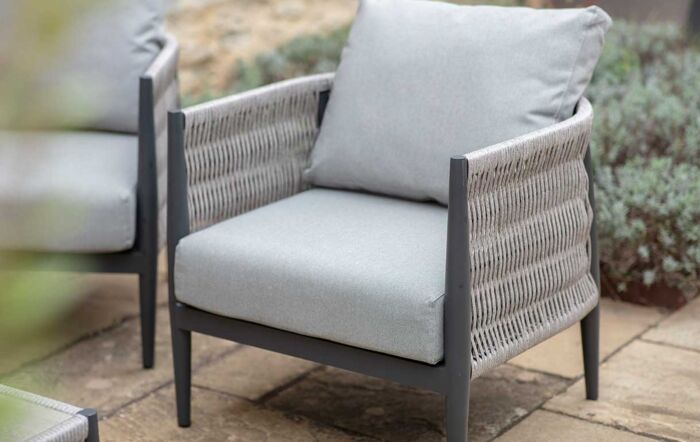 Bramblecrest Mauritius Large Outdoor Corner Sofa with Armchair and Adjustable Table - Grey