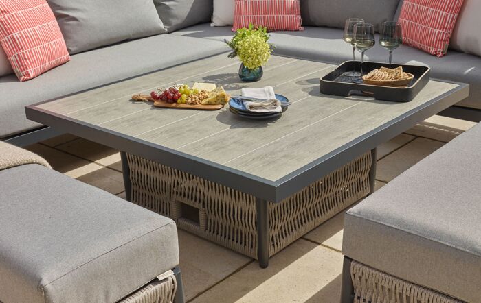 Bramblecrest Mauritius Corner Garden Sofa Set with Ceramic Adjustable Table - Grey