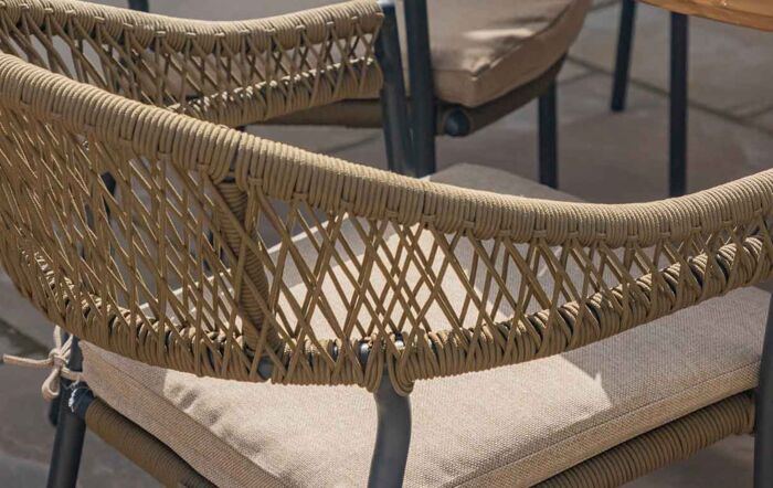 Maze Bali 6 Seat Round Garden Dining Set - Rope Weave