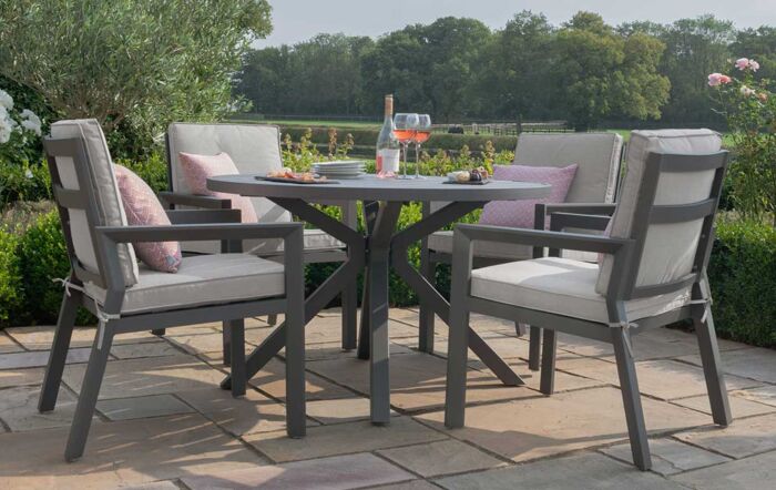 Maze New York Dove Grey 4 Seat Round Dining Set