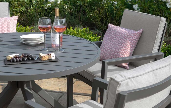 Maze New York Dove Grey 4 Seat Round Dining Set