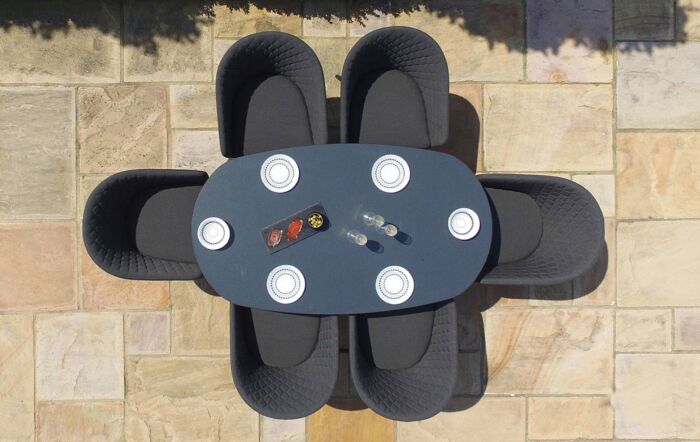 Maze Ambition Charcoal Outdoor Fabric 6 Seat Oval Dining Set 