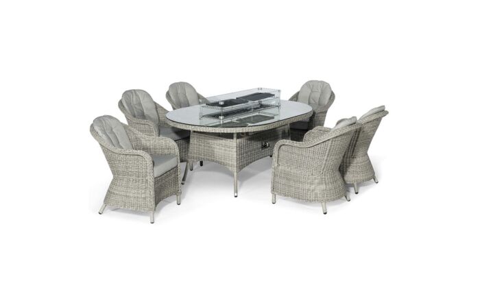 Maze Oxford 8 Seat Oval Firepit Dining Set with Heritage Chairs