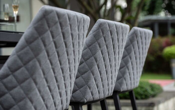 Maze Regal Flanelle Fabric 8 Seat Bar Set With Fire Pit Table 