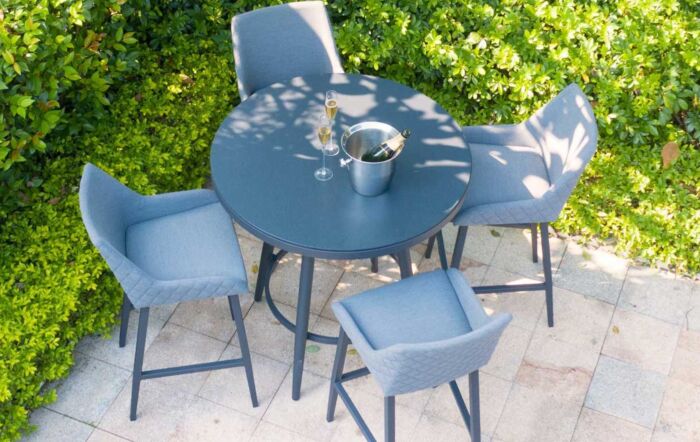 Maze Regal Outdoor Flanelle Fabric 4 Seat Round Bar Set Maze Regal Outdoor Flanelle Fabric 4 Seat Round Bar Set