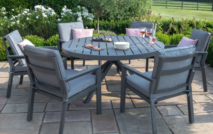 Maze New York Dove Grey 6 Seat Round Dining Set 