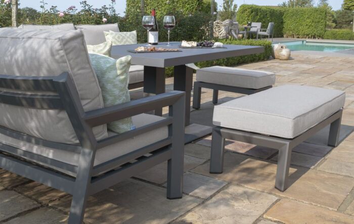 Maze New York Corner Adjustable Garden Dining Set - Dove Grey