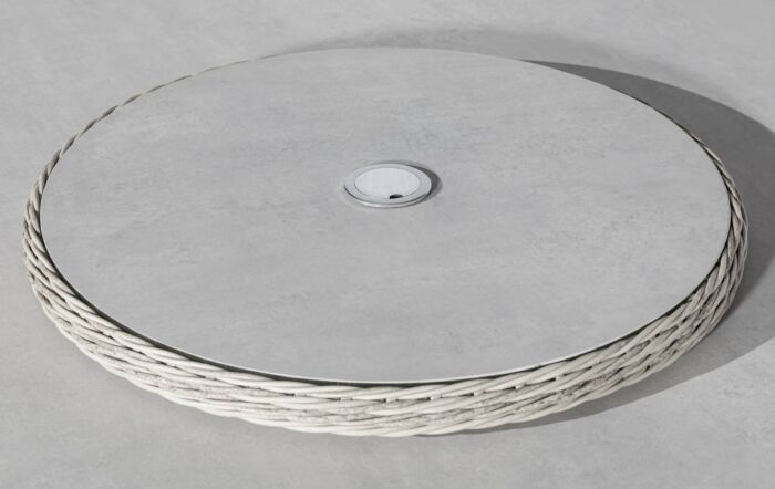 Maze Oxford 8 Seat Dining Set With Ceramic Glass Table Top & Woven Lazy Susan 