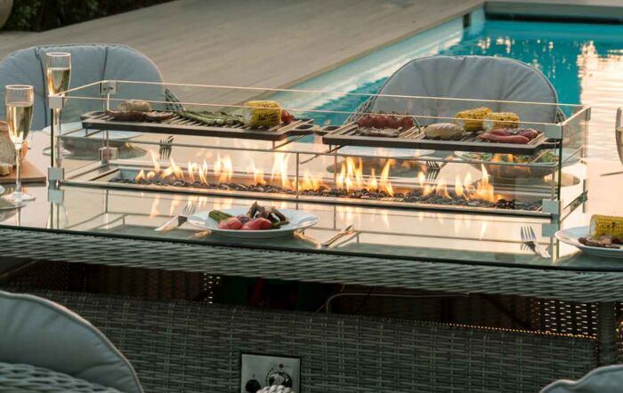 Maze Oxford 8 Seat Oval Firepit Dining Set with Heritage Chairs