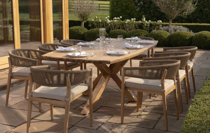 Maze Porto Rectangular 8 Seat Sandstone Dining Set