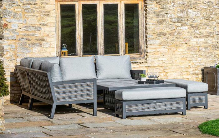 Bramblecrest Portofino Square Garden Corner Sofa Set with Adjustable Ceramic Table