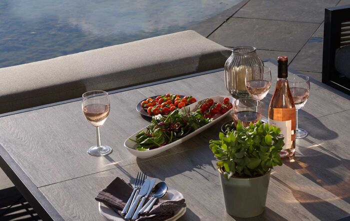 Bramblecrest Portofino Square Garden Corner Sofa Set with Adjustable Ceramic Table