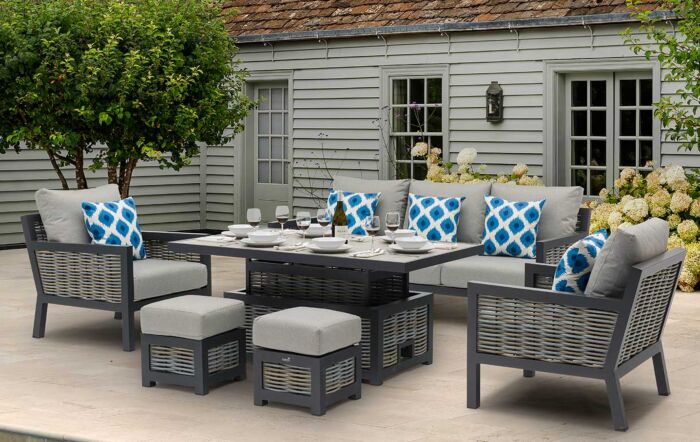 Bramblecrest Portofino Adjustable Casual Garden 3 Seat Sofa Set with Ceramic Table