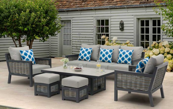 Bramblecrest Portofino Adjustable Casual Garden 3 Seat Sofa Set with Ceramic Table