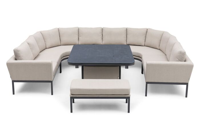 Maze Pulse U Shape Fire Pit Dining Set - Oatmeal