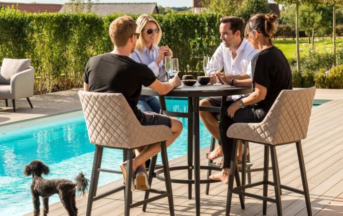 Maze Outdoor Fabric Regal Oatmeal 4 Seat Round Bar Set 