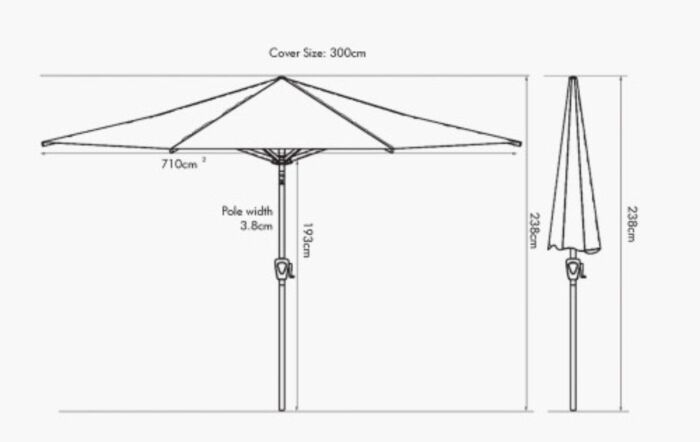 Pacific Lifestyle 3 Metre Grey Riva Platinum Parasol 