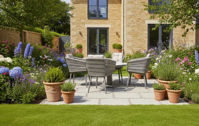 JB Furniture Exclusive Seychelles Outdoor Round 4 Seat Dining Set with Adjustable Table - Latte