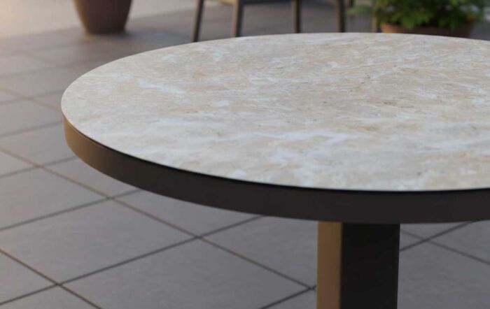 JB Furniture Exclusive Seychelles Outdoor Round 4 Seat Dining Set with Adjustable Table - Latte