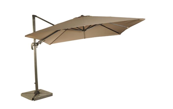 Bramblecrest Chichester Sand 3M Square Crank Handle Parasol with Granite Base and FREE Cover 