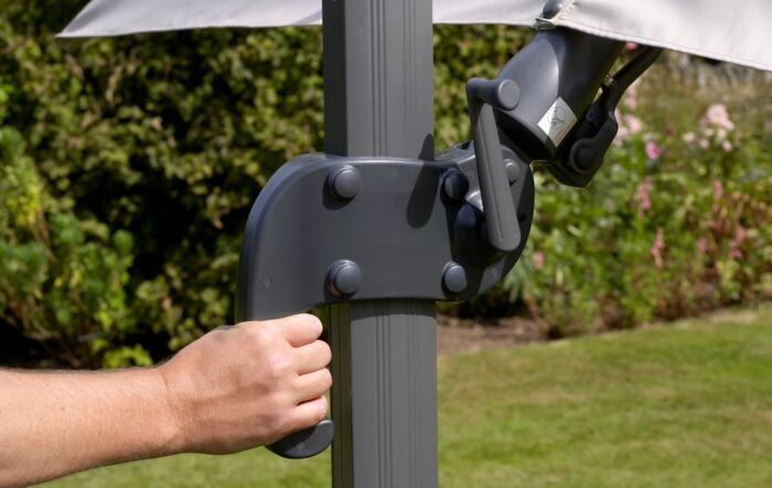 Bramblecrest Chichester Grey 3M Square Crank Handle Parasol with Granite Base and FREE Cover 