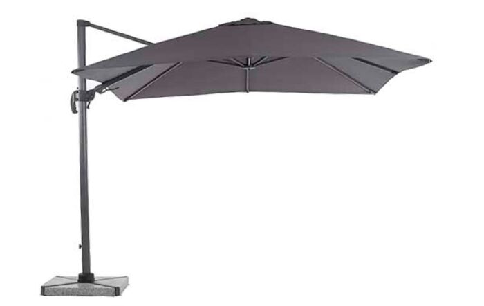 Bramblecrest Truro Grey 3M Square LED Parasol inc Granite Base -  FREE cover