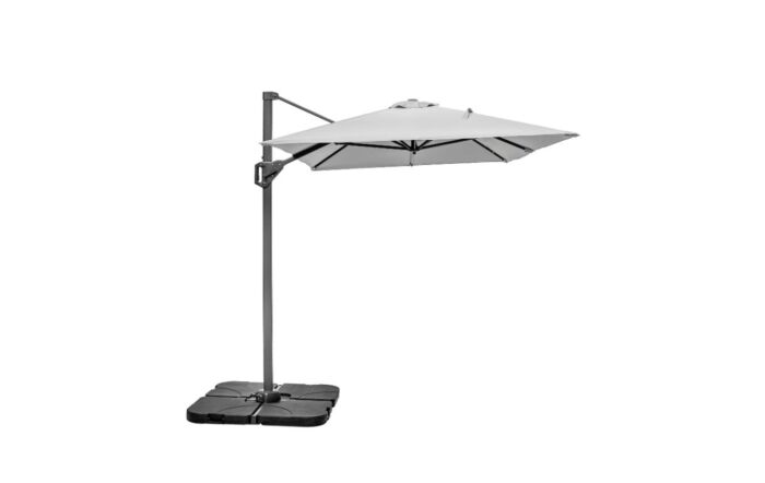 Platinum Voyager T1 3m x 2 m Rectangular Luna Grey Parasol With 90kg Wheeled Base