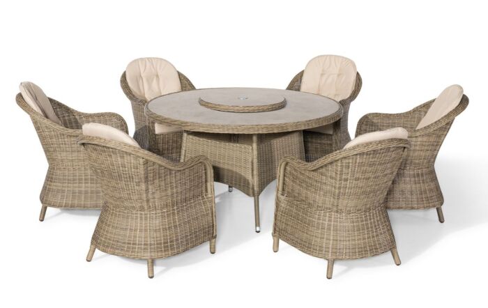 Maze Winchester 6 Seat Round Garden Dining Set With Lazy Susan