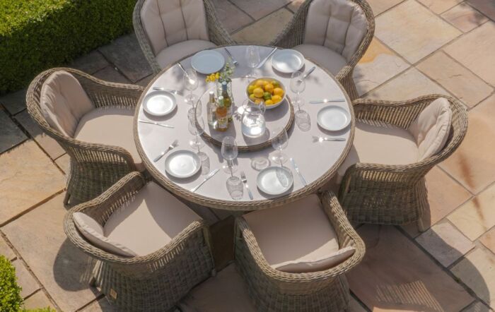 Maze Winchester 6 Seat Round Garden Dining Set With Lazy Susan