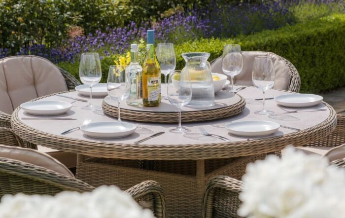 Maze Winchester 6 Seat Round Garden Dining Set With Lazy Susan