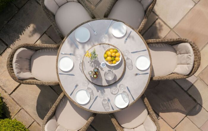 Maze Winchester 6 Seat Round Garden Dining Set With Lazy Susan