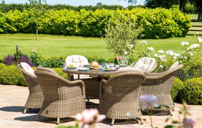 Maze Winchester 6 Seat Round Garden Dining Set With Lazy Susan