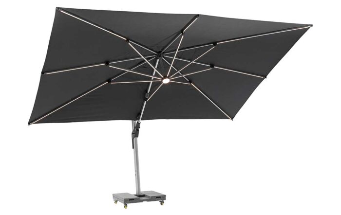 Bramblecrest Worcester Grey 4m x 3m Rectangle Cantilever LED Parasol with Cover 